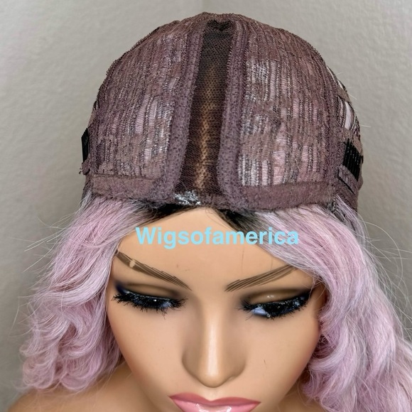 Pink bob wig  ombre black 16 inches long Heat ok - Picture 8 of 9